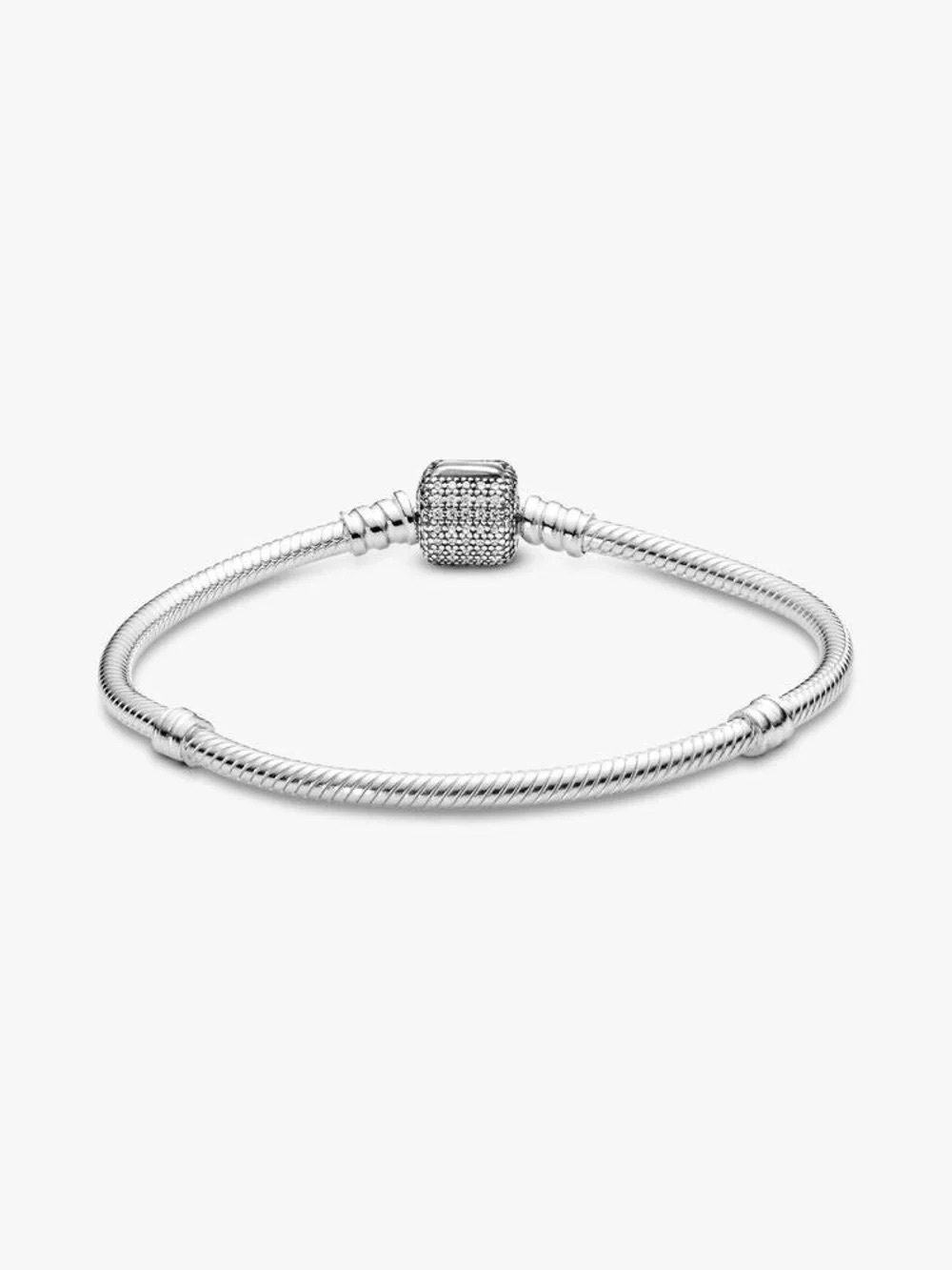 Pandora Silver Pavé Cube Charm Bracelet